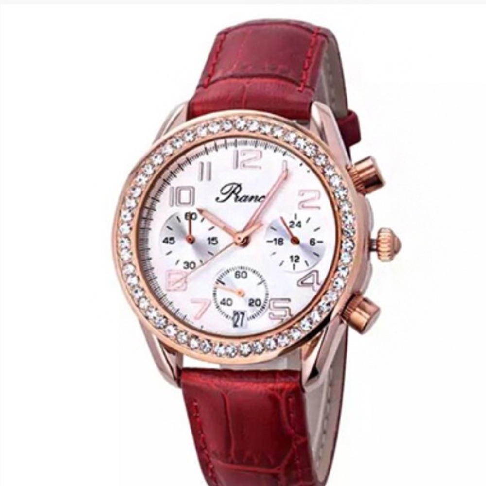 Women’s Swarovski Crystal red leather watch
